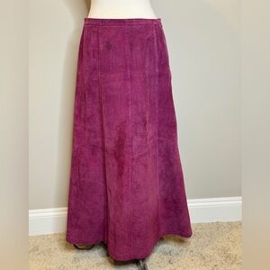 Chadwicks Rich Plum 100% Suede Maxi Skirt Size 10